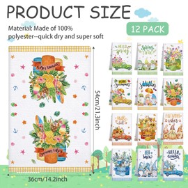 FuWeave 12 Pcs Seasonal Kitchen Towels Set for All Seasons Gnome Truck Floral Hand Dish Towels Spring Summer Fall Winter Tea Towels Cute Absorbent Dishcloths Decorative Wash Cloths, 21.3 x 14.2 Inch