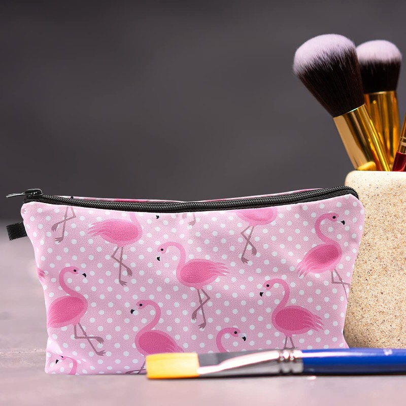 Lotsdonxia Waterproof Cosmetic Bag for Travel – Cute Flamingo Design