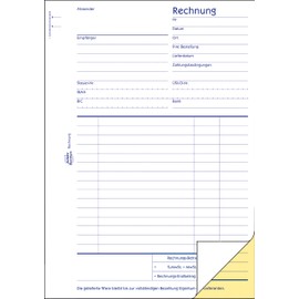 AVERY Zweckform 1730 Invoice (A5, 2 x 40 Sheets, Self-Copying with Coloured Copy, with Net and Gross Amount, VAT and Much More, for Entering All Legally Required Information) White/Yellow