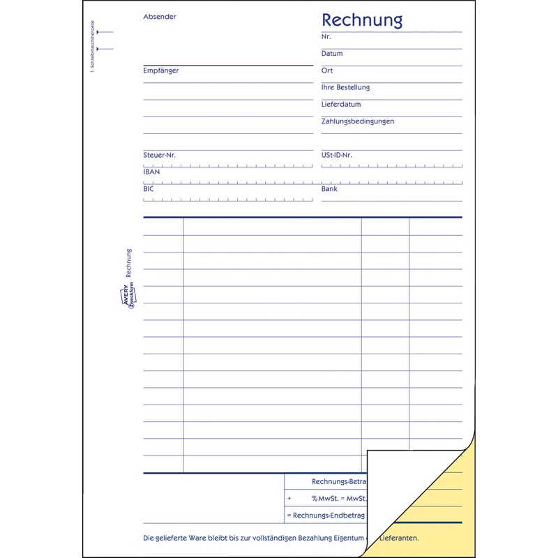 AVERY Zweckform 1730 Invoice (A5, 2 x 40 Sheets, Self-Copying