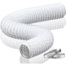 Hon&Guan 4 Inch Duct -8 FT White PVC and Aluminum Ducting for Heating Cooling Ventilation and Exhaust