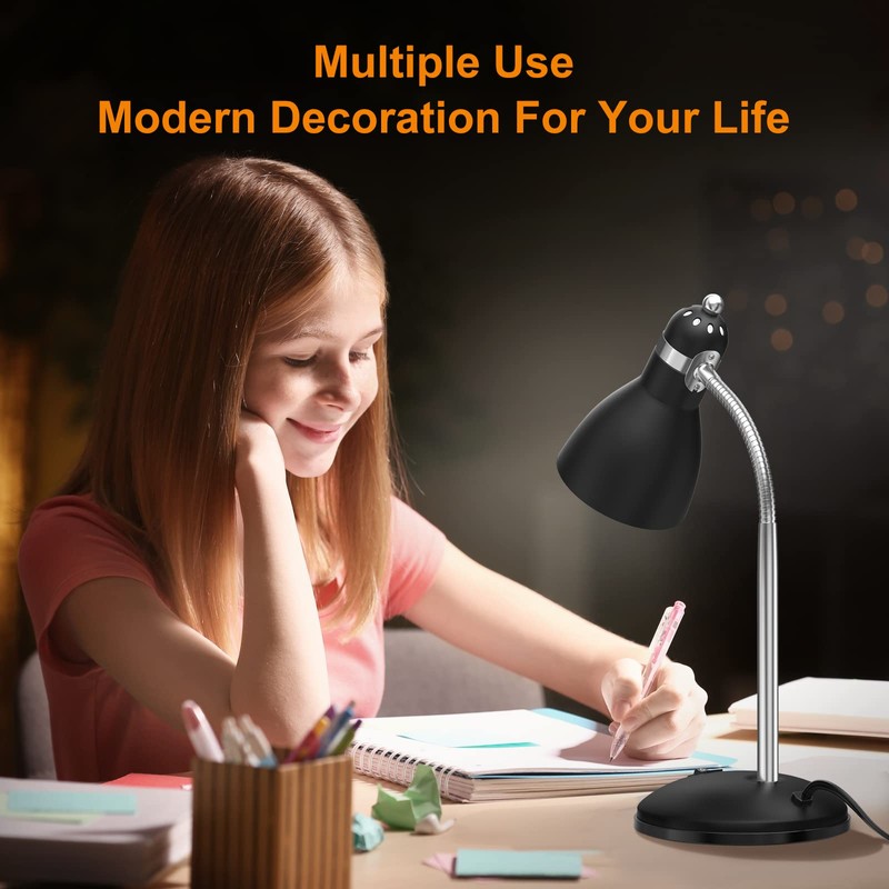 LEPOWER Metal Desk Lamp, Adjustable Goose Neck Table Lamp, Eye-Caring