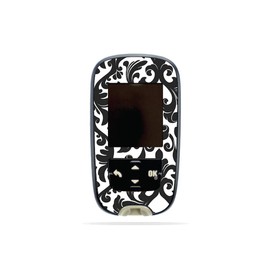MightySkins Skin Compatible with Accu-Chek Guide - Black Damask | Protective, Durable, and Unique Vinyl Decal wrap Cover | Easy to Apply, Remove, and Change Styles | Made in The USA