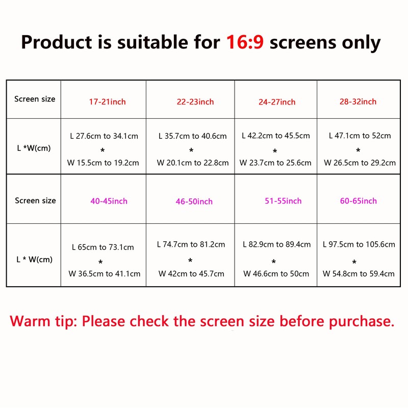 Indoor TV dust cover black, elasticity soft cloth adaptive screen