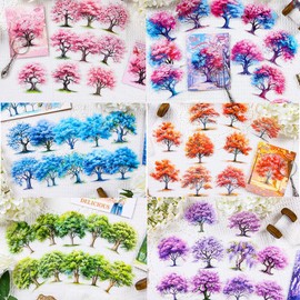 Dwpetzo PET Seasonal Tree Landscape Stickers for Journaling and Scrapbooking, 60 PCS Large Decorative Stickers for Junk Journal Supplies, DIY Crafts Arts, Collage, Albumn