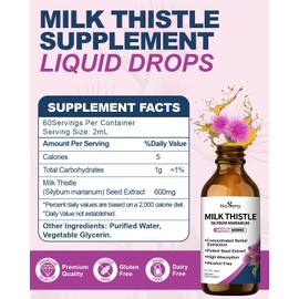 Milk Thistle Liquid-Liver Cleanse Detox Milk Thistle Tincture Herbal Supplement-Silymarin Milk Thistle Seeds Organic Extract Liquid Drop for Liver Support, Immune System Boost-Alcohol Free 4 Fl Oz