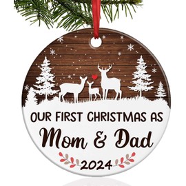 Family Christmas Ornaments,First Time Parents Gifts for Christmas,New Mom and Dad Gifts First Time 2024 Ornament, Babys First Christmas Ornament 2024, First Christmas as Mommy and Daddy Ornament