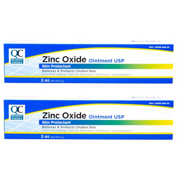 Quality Choice Zinc Oxide Ointment Skin Protectant 2oz Each (Pack of 2)