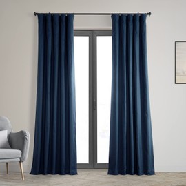 HPD Half Price Drapes Blackout Curtains for Bedroom & Living Room 50 X 96 Solid Cotton, PRCT-BO10B-96 (1 Panel) Dark Blue