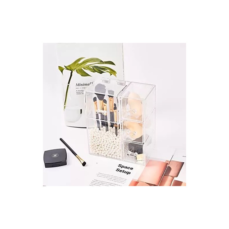 Putwo Organizador De Maquillaje Putwo Con 2 Soportes Para Brochas
