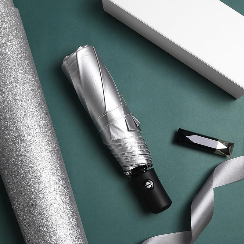 ThreeH Compact Travel Umbrella Automatic Open and Close Silver Coating