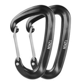 TRIWONDER Locking Carabiner, 12 kN (2200 kg), Climbing Button, Ultra Lightweight, Aluminum Carabiner, Locking Carabiner, Hammock, For Camping, Self-Locking, Backpack Hook, Prevents Falling (Black, 2 Pieces)