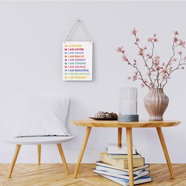 Affirmations Wall Art Inspirational Boho Kids Room Decor Wood Sign, Motivational Boho Positive Wall Art Decor Signs for Home Playroom Bedroom Kids Girls Boys Room Nursery Boho Decoration, 8x10 Inches
