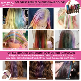 MSDADA New Hair Chalk Comb Temporary Hair Color Dye for Girls Kids with Light Color Hair, Washable Hair Chalk for Girls Age 4 5 6 7 8 9 10 Birthday Cosplay DIY, Christmas