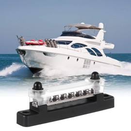iplusmile 150A 12V Bus Bar Terminal Blocks: 12V- 48V Single-Row Covered Power Distribution Block with 2X M6 Studs 6X M4 Screws Terminals for Car Boat Marine Solar System