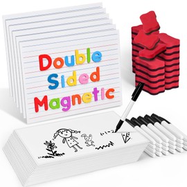 Gamenote 24 Pack Magnetic Small White Board Set - Double Sided Magnet Dry Erase Ruled Lap Boards 9x12 Lined Whiteboard for Kids Student Learning(24)