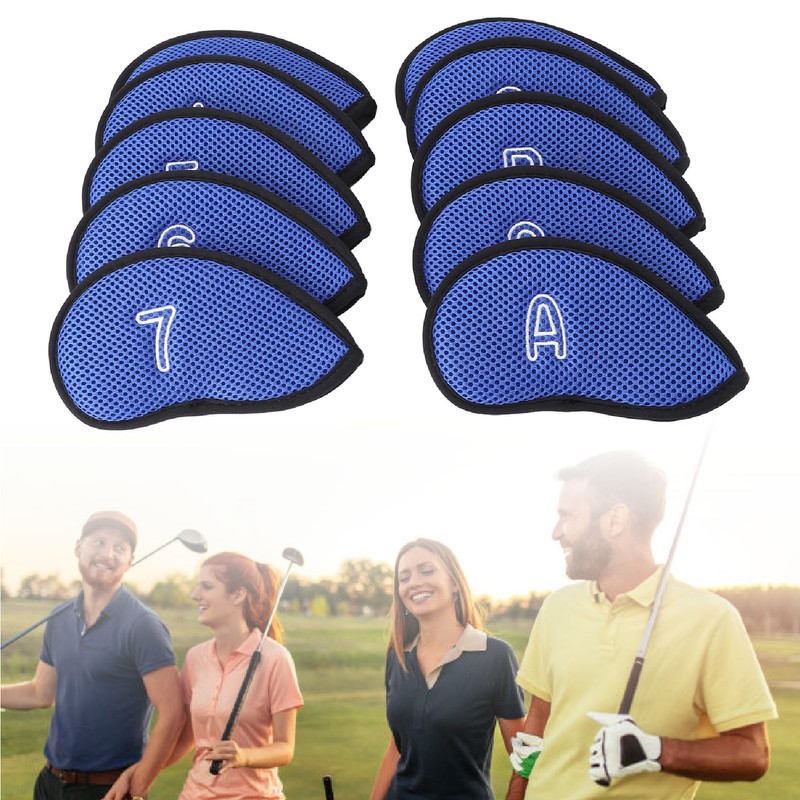 10pcs Golf Club Head Cover Breathable Nylon Mesh Soft Lining