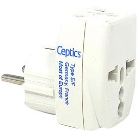 Ceptics GP3-9 3 Outlet Travel Adapter Plug Type E/F Schucko for Germany, France