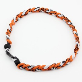 3 Rope 20" Titanium Ionic Sports Necklace Baseball Softball Soccer Braided Twist(Orange/Orange/White)