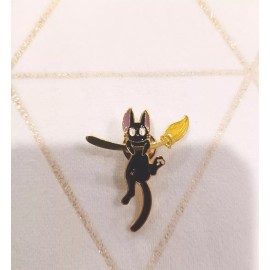 Studio Ghibli "Kiki's Delivery Service" Jiji on broom Enamel Pin. "Brand New".