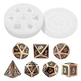 Large Dice Resin Molds DND Epoxy Resin Silicone Molds Set of 7 Dice for DIY Dices Making Table Board Game Role Playing Games