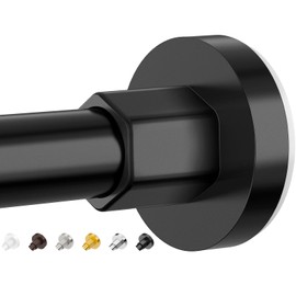 SUNALLY Shower Curtain Rods 32 to 47 Inch, Shower Tension Rod No Drilling Adjustable Shower Rods for Bathroom Non-Slip Stainless Steel Telescoping Shower Bar for Curtain, No Rust, Black