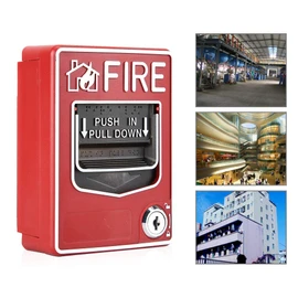 Wired Emergency Fire Alarm Station 9-28VDC Conventional Action Manual Call Point, Fire Alarm Warning Strobe Siren Horn Sound Alert Safety System Sensor, Fire Alarm Pull Station