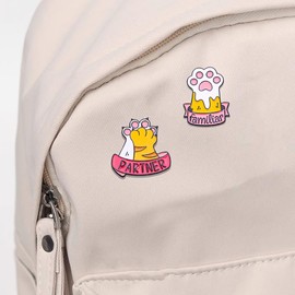 Shejuety 3PC creative cartoon cat footprint brooch, love cat paw couple bag badge, collar non slip buckle, sweater collar buckle, women's scarf lapel pin, Corsage badge, hat bag and other accessorie