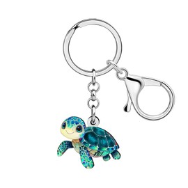 BAMAY Acrylic Sea Turtle Keychain Purse Car Key Chain Ocean Animals Jewelry Sea Turtle Gifts for Women Girls Summer Charms (Green)