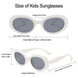 VideMundi Kids Sunglasses Polarized, UV400 Protection Soft Flexible TPEE Frog Eye Fashion Glasses for Boys & Girls Age 6-8 (White)