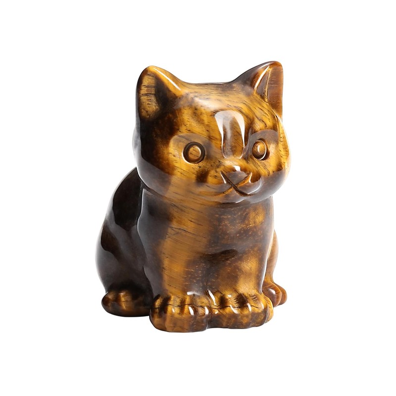 JSDDE Tiger Eye Crystal Cat Figurine for Cat Lovers Cute
