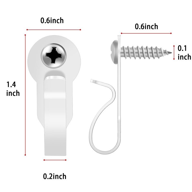 HiGift 36 Pack Light Hanger Hooks, White Stainless Steel Screw