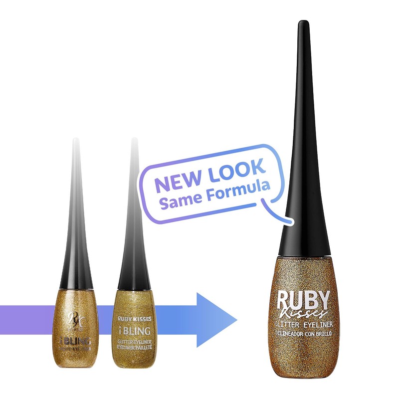 Ruby Kisses Bling Glitter Eyeliner, Glitz N' Gold