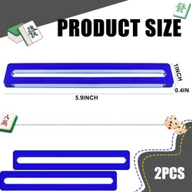 2Pcs Mahjong Line Finder, Mahjong Card Line Guide Bright Acrylic Mahjong Line Reader Tracker Ruler Marker Strips Mahjong Rules Helper Mahjong Accessories Mah Jongg Gifts for Beginner Players（Blue