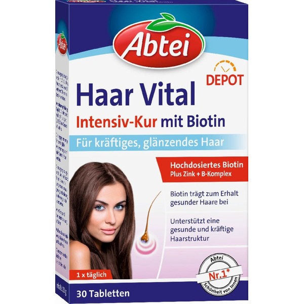 Abtei Haar Vital Depot Intensiv-Kur mit Biotin Tabletten, 30 St. Tabletten