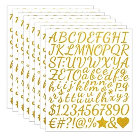 768 Pieces 8 Sheets Gold Alphabet Stickers 1 Inch Self Adhesive Vinyl Glitter Alphanumeric Symbol Stickers for Poster Board Mailboxes Mailboxes Mugs Greeting Cards Bulletin Boards