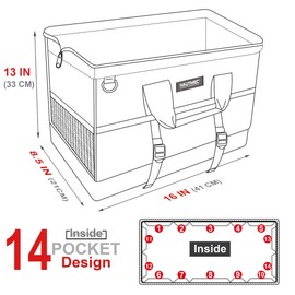 HAUTMEC 16-inch Heavy Duty Wide Open Mouth Tool Bag, Shoulder Organizer Bag with Water-Proof Molded Base, Double 600D Fabric, Black, HT0096-TB