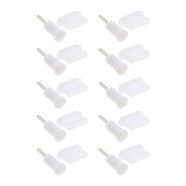 EMSea 10 Set Anti-Dust Plug Stopper Type-C and Earphone Jack 3.5mm Rubber USB C Dust Plugs White for All Type-C Devices