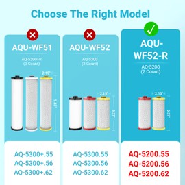 AQUA CREST WF52-R Replacement for Aquasana® AQ-5200R Under Sink Water Filter, Aquasana® Filter Replacement, 500 Gallons Filter Life, Reduce 99% of Chlorine, Taste and Odor, 2 Count