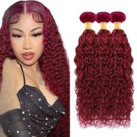 Red Bundles Human Hair Burgundy Water Wave Bundle 99j Human Hair Bundles 16 18 20 inch Red Water Wave Bundle 300g