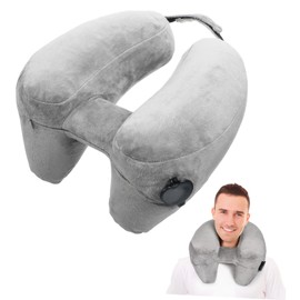 Levemolo Air Pressure Travel Pillow Inflatable Neck Support Removable Cover for Airplane Car and Road Trips