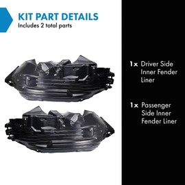 TRQ TRQ Inner Fender Liner Set Compatible with 2008-2012 Nissan Pathfinder NI1248145 NI1250129 NI1251129