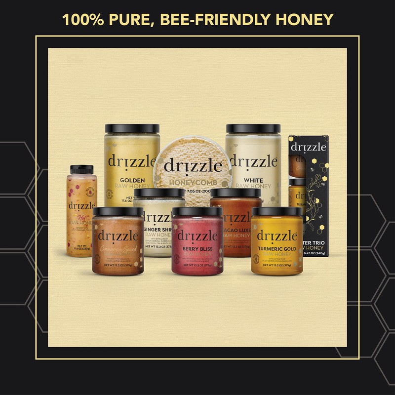 Drizzle White Raw Honey - All Natural Pure Raw Honey,