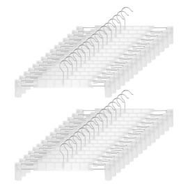 GUANJUNE Clothes Pants Hangers, Space-Saving Skirt Holders with 360 ° Swivel Hooks, Adjustable Clips, Trouser Hangers, Clothes Coat Garment Jeans Hangers (30 Pack, Transparent)