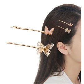 Herbeluemily HM-0145-R02-BF Hair Pin, Bijou Bangs, Cute, Set of 2, Butterfly