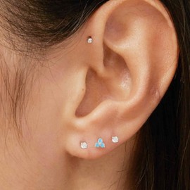 Alexcraft Stud Earrings 925 Silver Earrings Set for Women Multiple Hypoallergenic Cartilage Small Sleeper Cartilage Stud Set, Sterling Silver