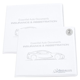 Andalus Auto Registration & Insurance Card Holder Pack of 2, Waterproof Essential Car Registration Holder with Hook & Velcro Closure, Perfect for Every Vehicles Glove Boxes (White - 5 1/8" x 4 5/8")