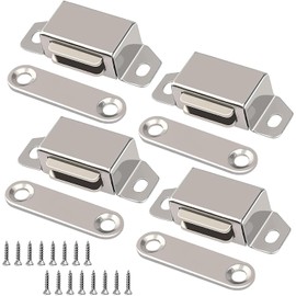 Pack of 4 Magnets for Cabinet Doors, Door Magnets, Magnetic Catch Cupboard Door, Magnetic Door Closer, Strong Stainless Steel for Furniture, Kitchen, Drawers, Balcony Door, Magnetic Catch