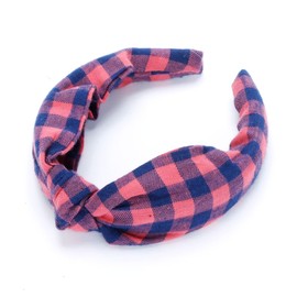 Peppercorn Kids Girls Twist Knot Check Pattern Headband - for all ages- small and big/tweens/youth - Plaid/Soft Pink