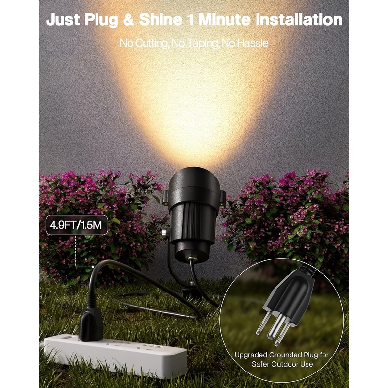 HIBOITEC 12W Spot Lights Outdoor 110V to 120V Landscape Lighting